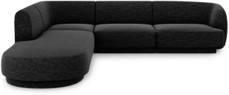 Micadoni 6-Sitzer Ecke links Sofa Miley | Bezug Black | Beinfarbe Black Plastic