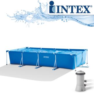 Intex 28274 Frame Pool Rectangular 450x220x84 cm Swimming Pool Filterpumpe Family