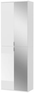 Stauraumschrank mit Spiegel ProjektX in weiß Hochglanz 60 x 193 cm