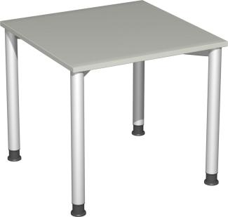 Schreibtisch, höhenverstellbar, 80x80cm, Lichtgrau / Silber
