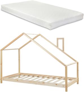 Hausbett Siuntio mit Matratze 90x200cm Natur [en. casa]