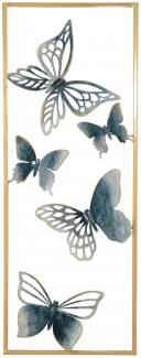 Wandbild mit Schmetterlingen "Ronny", gold/grau