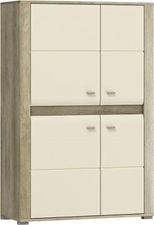 99rooms Detroit Highboard Country Grau Creme Hochglanz