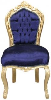 Casa Padrino Barock Esszimmerstuhl Royal Blau / Gold ohne Armlehnen Mod2