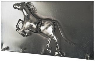 Garderobenhaken >Horse< in chrom dunkel aus Metall - 35x20x6cm (BxHxT)