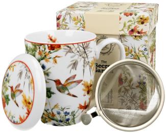 DUO FLORAL Becher 380 ml LINNEA mit Teesieb, New Bone China Porzellan