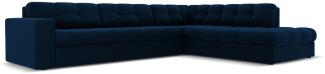 Micadoni 5-Sitzer Samtstoff Ecke rechts Sofa Justin | Bezug Royal Blue | Beinfarbe Black Plastic
