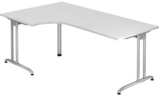 Winkeltisch BS82 C-Fuß 200x120cm 90° Weiß Gestellfarbe: Silber