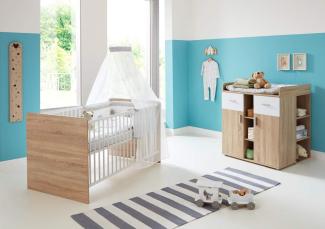 moebel-dich-auf Babyzimmer Komplettset/Kinderzimmer komplett Set Elisa Verschiedene Varianten in Eiche Sonoma/Weiß (Elisa 6)