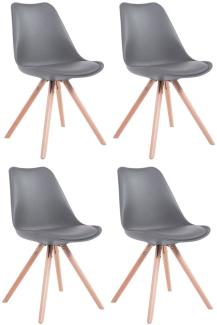 4er Set Stühle Toulouse Kunstleder Rund natura grau