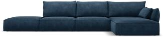 Micadoni 5-Sitzer Ecke rechts Sofa Kaelle | Bezug Royal Blue | Beinfarbe Black Plastic