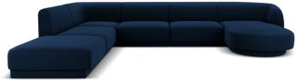 Micadoni 6-Sitzer Samtstoff Panorama Ecke links Sofa Miley | Bezug Royal Blue | Beinfarbe Black Plastic