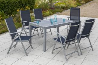 YOURSOL by Merxx Gartenmöbel Set Amalfi 6 Personen mit Ausziehtisch, Alu Klappstühle, Klappsessel