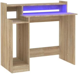 Schreibtisch mit LEDs, Holzwerkstoff, Sonoma-Eiche, 97x45x90 cm