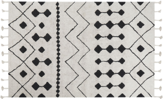 Teppich Baumwolle weiß schwarz 140 x 200 cm geometrisches Muster Kurzflor KHEMISSET