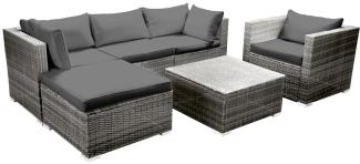 BRAST Gartenmöbel Lounge Sofa Couch Set Joy Grau Poly-Rattan für 5 Personen
