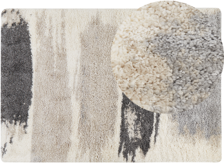 Teppich weiß grau 160 x 230 cm abstarktes Muster Shaggy MARTUNI
