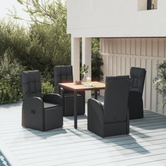 vidaXL 5-tlg. Garten-Essgruppe Schwarz Poly Rattan & Massivholz Akazie