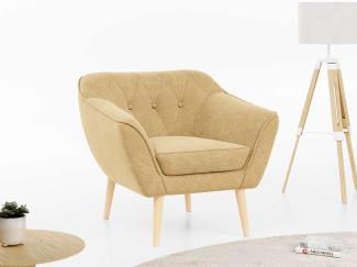 Sofa, Skandinavischer Stil, Holzbeine - PIRS - 1 Sitzer - Gelb - Struktur
