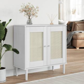 vidaXL Sideboard SENJA Rattan-Optik Weiß 80x35x80 cm Kiefernholz