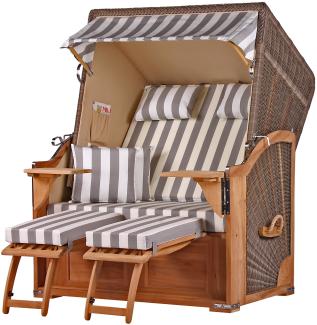 Strandkorb - bene living - Schaalsee Teak - PE grau - Modell 513 - inkl. Liftersystem