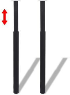 2 x Teleskopfuß Tischfuß Stützfuß Tischbein Schwarz 710 mm-1100 mm