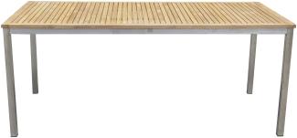 Teak Garten Tisch 180cm Gartentisch Holztisch Holz Edelstahl massiv Terrasse