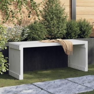 vidaXL Gartenbank Ausziehbar Weiß 212,5x40,5x45 cm Massivholz Kiefer