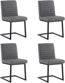 Merax 4er Set Esszimmerstühle, Gepolsterter Stuhl mit zickzackförmige Metallbeine, Moderner Lounge-Stuhl, Kunstleder, grau