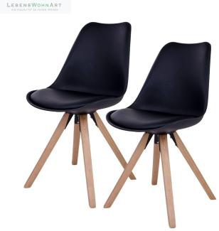 Design Stuhl SKAGEN (2er Set) schwarz - Holzbeine natural