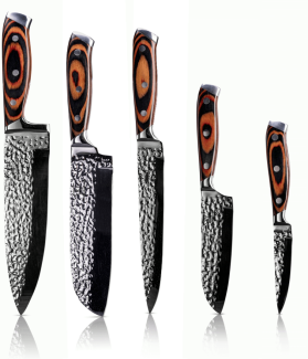 Mamosu Messerset Premium - Edelstahlklinge und Echtholzgriff - Ergonomischer Griff und sehr scharfe Klinge der Küchenmesser