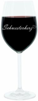 Leonardo Weinglas 400 ml, Schwesterherz, Geschenk Stimmungsglas mit Gravur, Schwester Herz, Moodglas, Glas, 22 cm