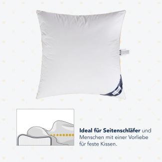 Heidelberger Bettwaren Kissen 80x80 cm | 3-Kammer-Kopfkissen mit Gänsedaunen und Federn | atmungsaktiv, hautfreundlich, hypoallergen für Seitenschläfer | Serie Polar