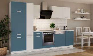 Küche 'Toni' Küchenzeile, Küchenblock, Singleküche, 300 cm, Skagerrak Blau