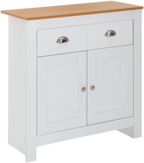 KADIMA DESIGN Modernes Sideboard mit 2 Schubladen - Stilvolles und geräumiges Aufbewahrungsmöbel in Eiche und Weiß.