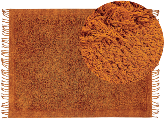 Teppich Baumwolle orange 140 x 200 cm Fransen Shaggy BITLIS