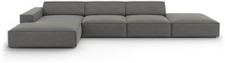 Micadoni 5-Sitzer Samtstoff Ecke links Sofa Jodie | Bezug Light Grey | Beinfarbe Black Plastic
