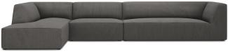 Micadoni 5-Sitzer Modular Ecke links Sofa Ruby | Bezug Dark Grey | Beinfarbe Black Plastic