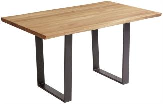 Esszimmertisch Massiv Daphene 180 x 90 x 75 Esstisch Holz massiv Wildeiche geölt/Schwarz 12069-180090