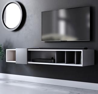 TV-Lowboard Design-T in weiß und grau hängend 150 cm