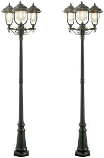 2er-Set grüne Gartenlaterne PARMA aus Aluminium, E27, IP43, H. : 218cm