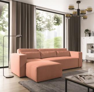 Ecksofa Schlafsofa WALDO Stoff Brooklyn Coral Ottomane Links