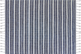 Outdoor Teppich dunkelblau weiß 160 x 230 cm Streifenmuster Kurzflor BADEMLI
