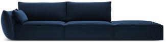 Micadoni 4-Sitzer Rechts Samtstoff Sofa Kaelle | Bezug Royal Blue | Beinfarbe Black Plastic