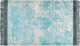 Teppich Viskose hellblau beige 140 x 200 cm cm orientalisches Muster Kurzflor AKARSU