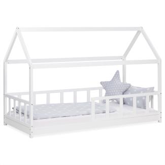 Kinderbett Hausbett mit Rausfallschutz 90x200 cm Bodenbett Montessori Bett Bettenhaus Lattenrost