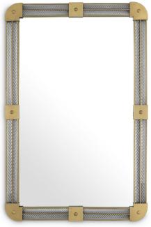 Casa Padrino Luxus Wandspiegel Antik Messingfarben 80 x 5 x H. 122 cm - Beleuchteter Wohnzimmer Spiegel mit handgefertigtem Glas - Schlafzimmer Spiegel - Garderoben Spiegel - Luxus Möbel