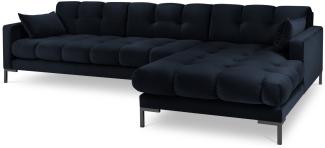 Micadoni 5-Sitzer Samtstoff Ecke rechts Sofa Mamaia | Bezug Dark Blue | Beinfarbe Black Metal