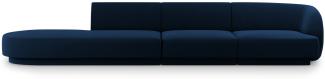 Micadoni 4-Sitzer Links Samtstoff Sofa Miley | Bezug Royal Blue | Beinfarbe Black Plastic