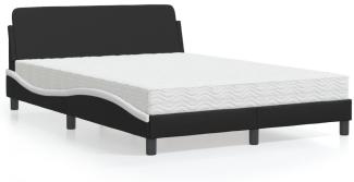 vidaXL Bett mit Matratze Schwarz und Weiß 140x190 cm Kunstleder 3208402